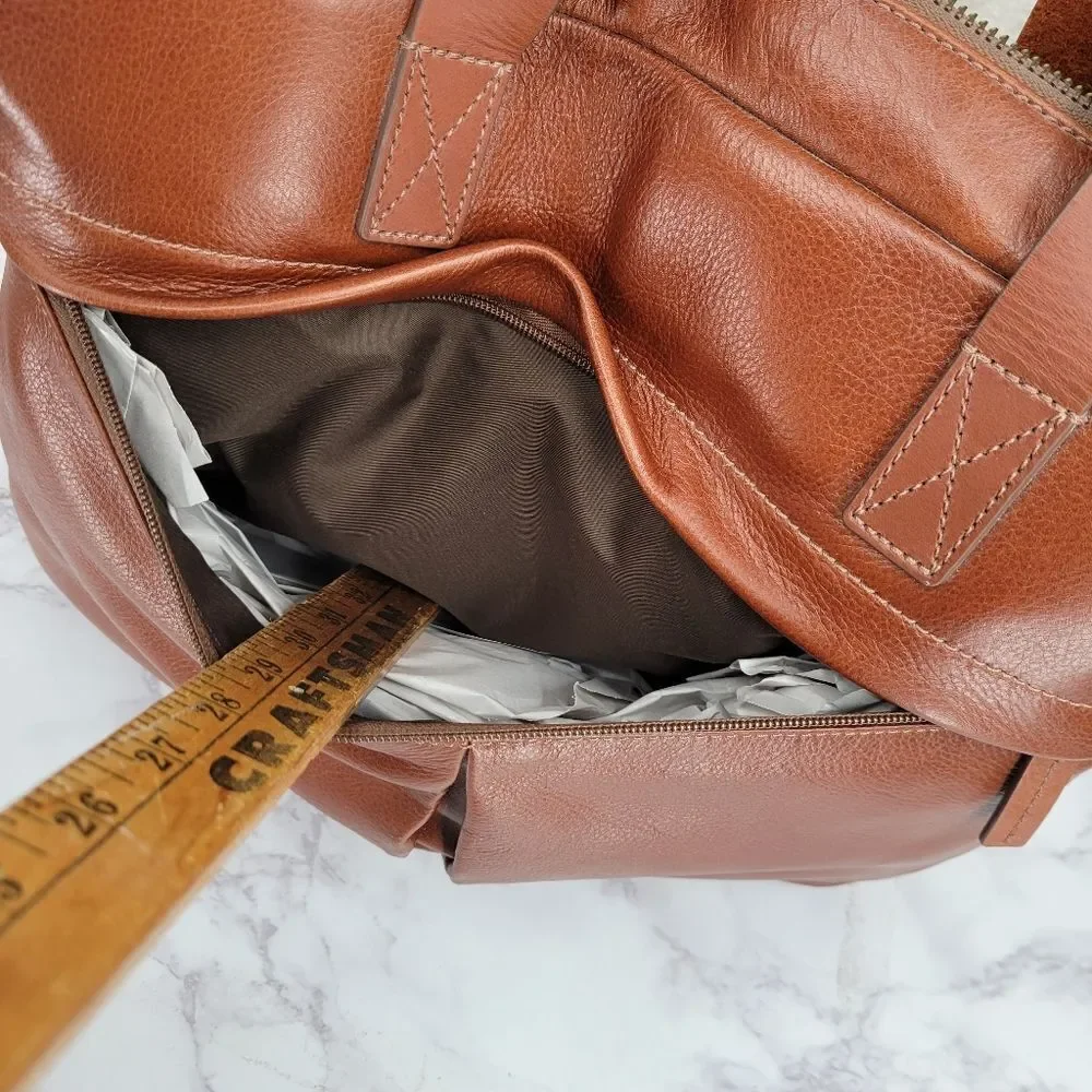 Fossil Leather Brief Workbag Cognac Breifcase Bag